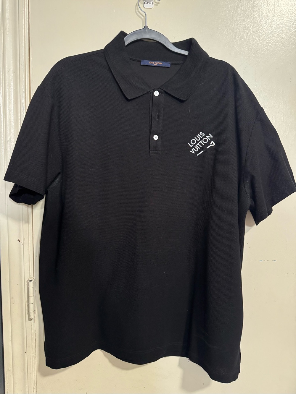 Louis Vuitton Black Polo with White Logo